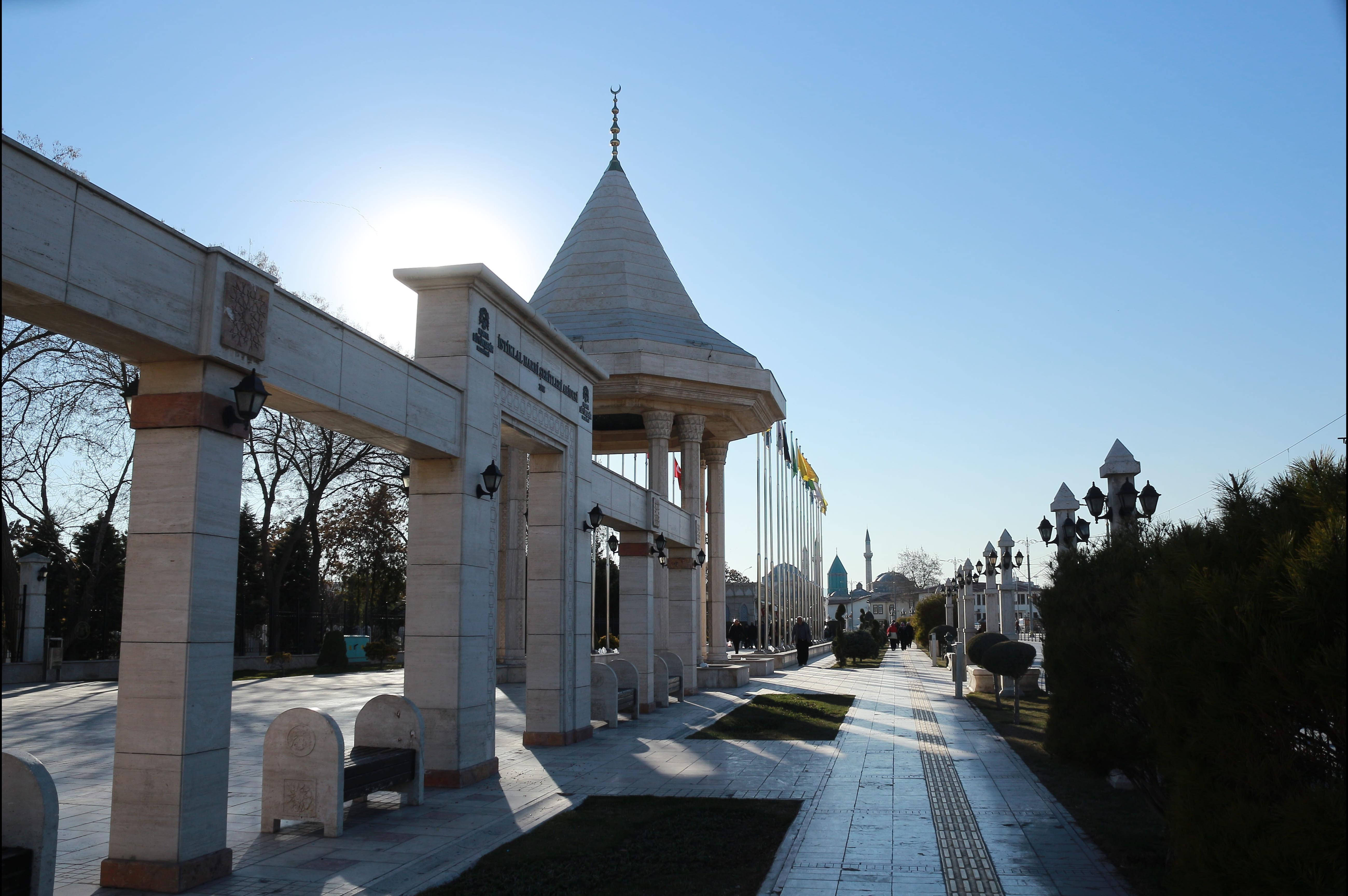 Konya, flag road, stone archway, 5K Desktop Wallpaper