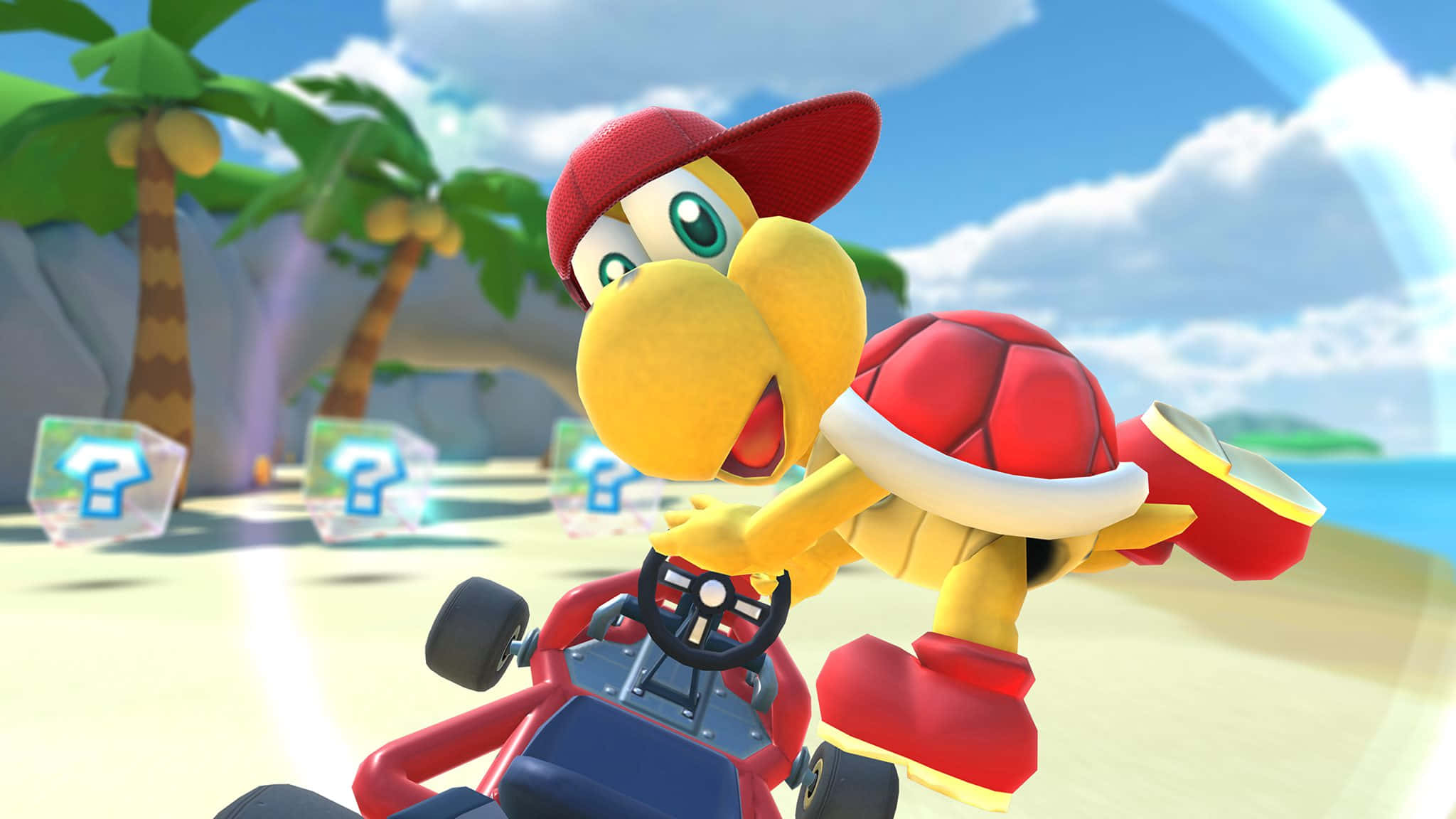 Koopa Troopa, yellow turtle, red cap, Full HD Desktop Wallpaper