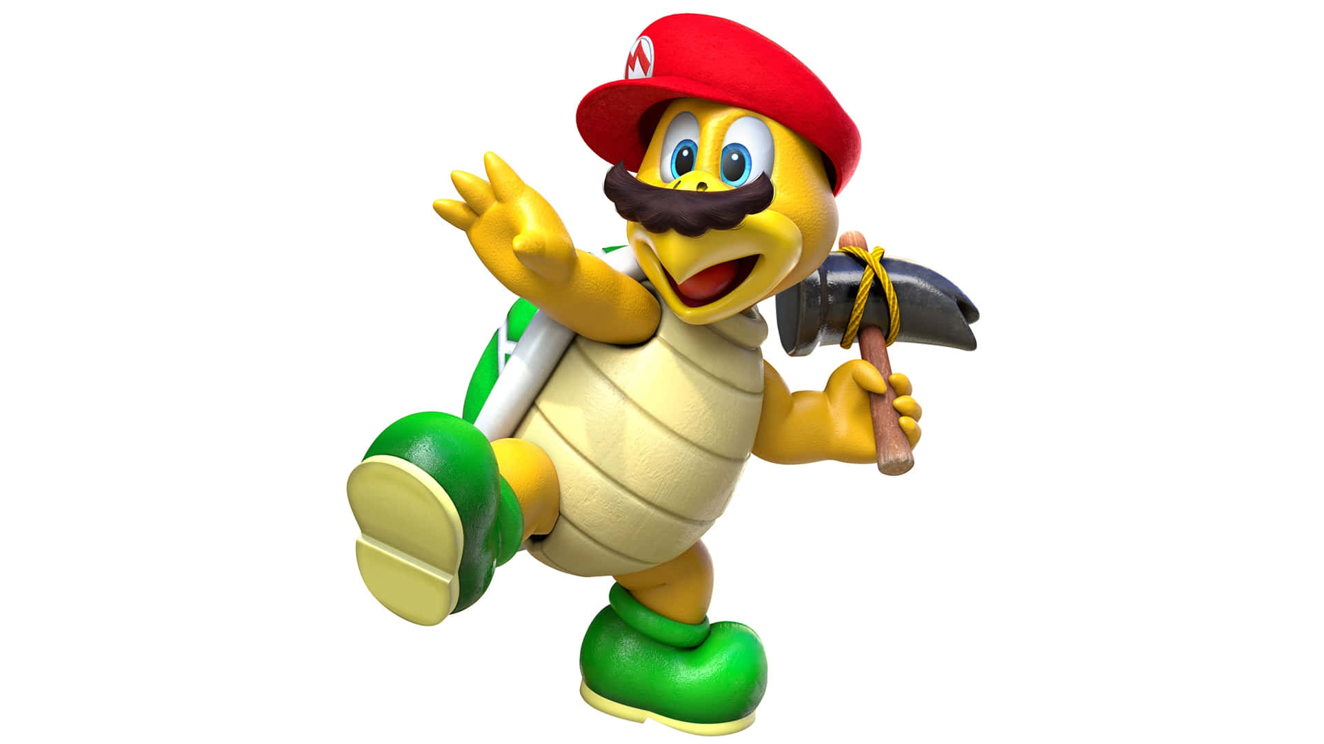 Koopa Troopa, yellow turtle, red cap, Full HD Desktop Wallpaper