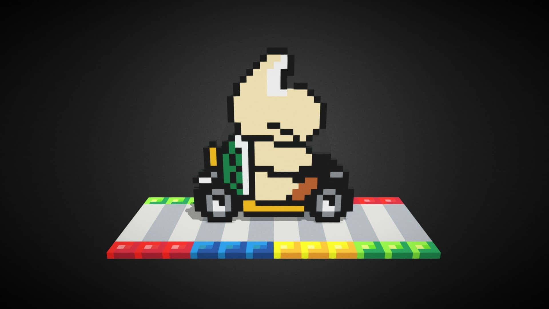 Koopa Troopa, go-kart, rainbow-striped track, Full HD Desktop Wallpaper