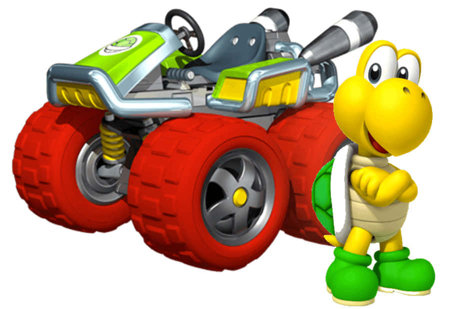 Koopa Troopa, yellow, green and red go-kart, SD Desktop Wallpaper