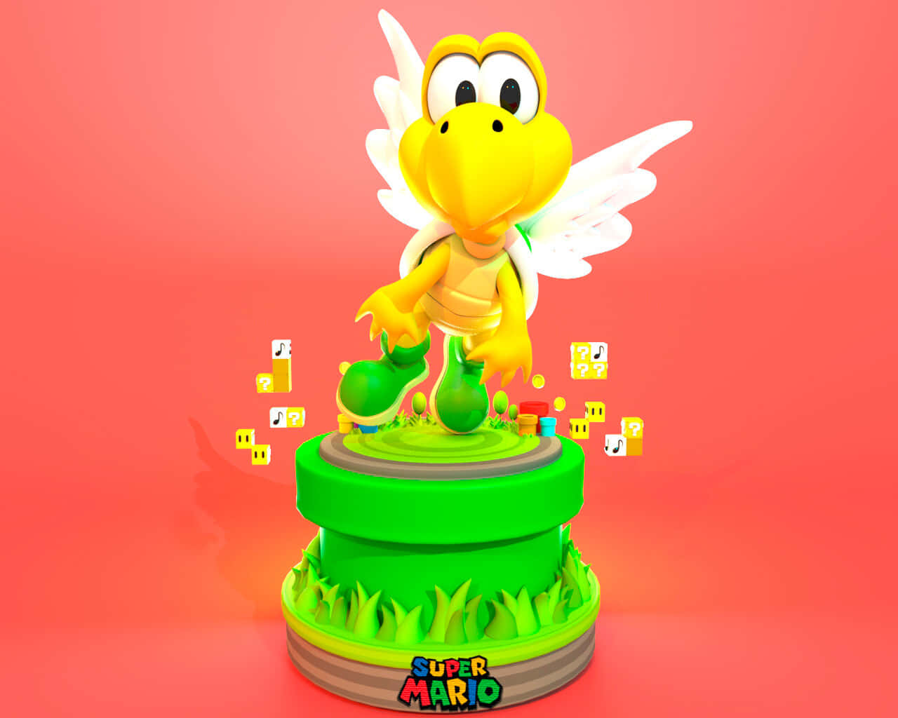 Koopa Troopa, yellow, white wings, HD Desktop Wallpaper