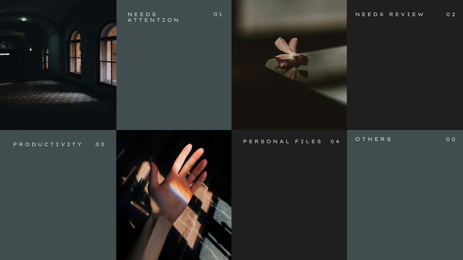 Korean Aesthetic Computer, dark minimalist, folder interface, HD Desktop Wallpaper