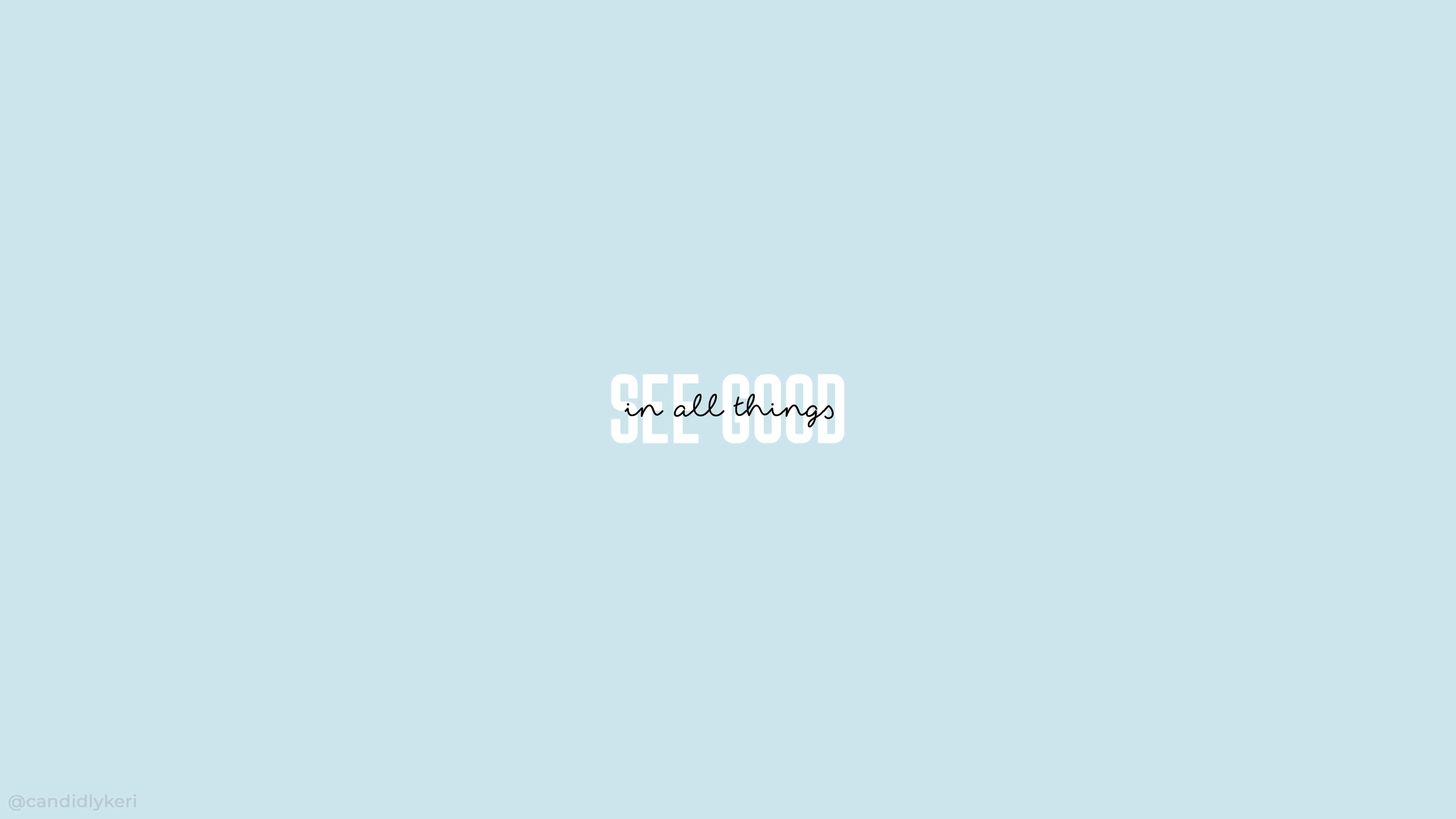 Korean Aesthetic Computer, light blue background, white text, 5K Desktop Wallpaper