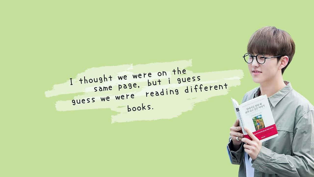 Korean Aesthetic Computer, young man with glasses, soft green background, HD Desktop Wallpaper