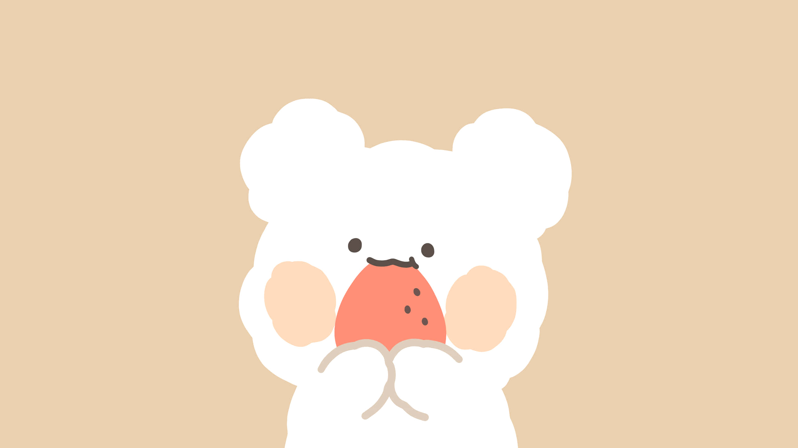 Korean Aesthetic Desktop, white bear, peach cheeks, 2K Desktop Wallpaper
