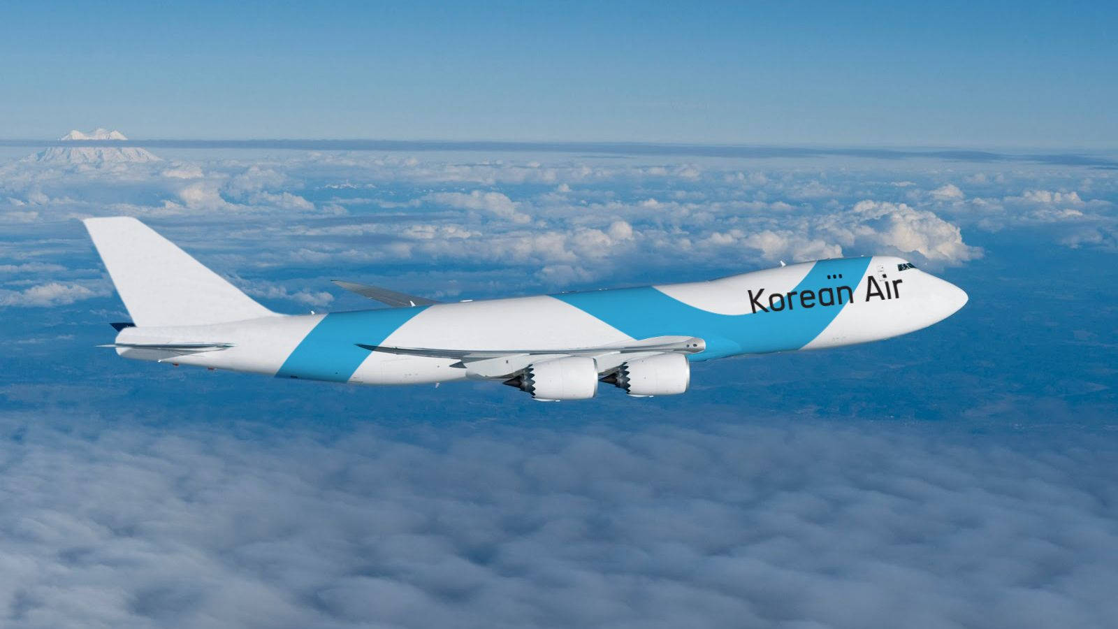 Korean Air, cargo aircraft, fluffy white clouds, HD Desktop Wallpaper