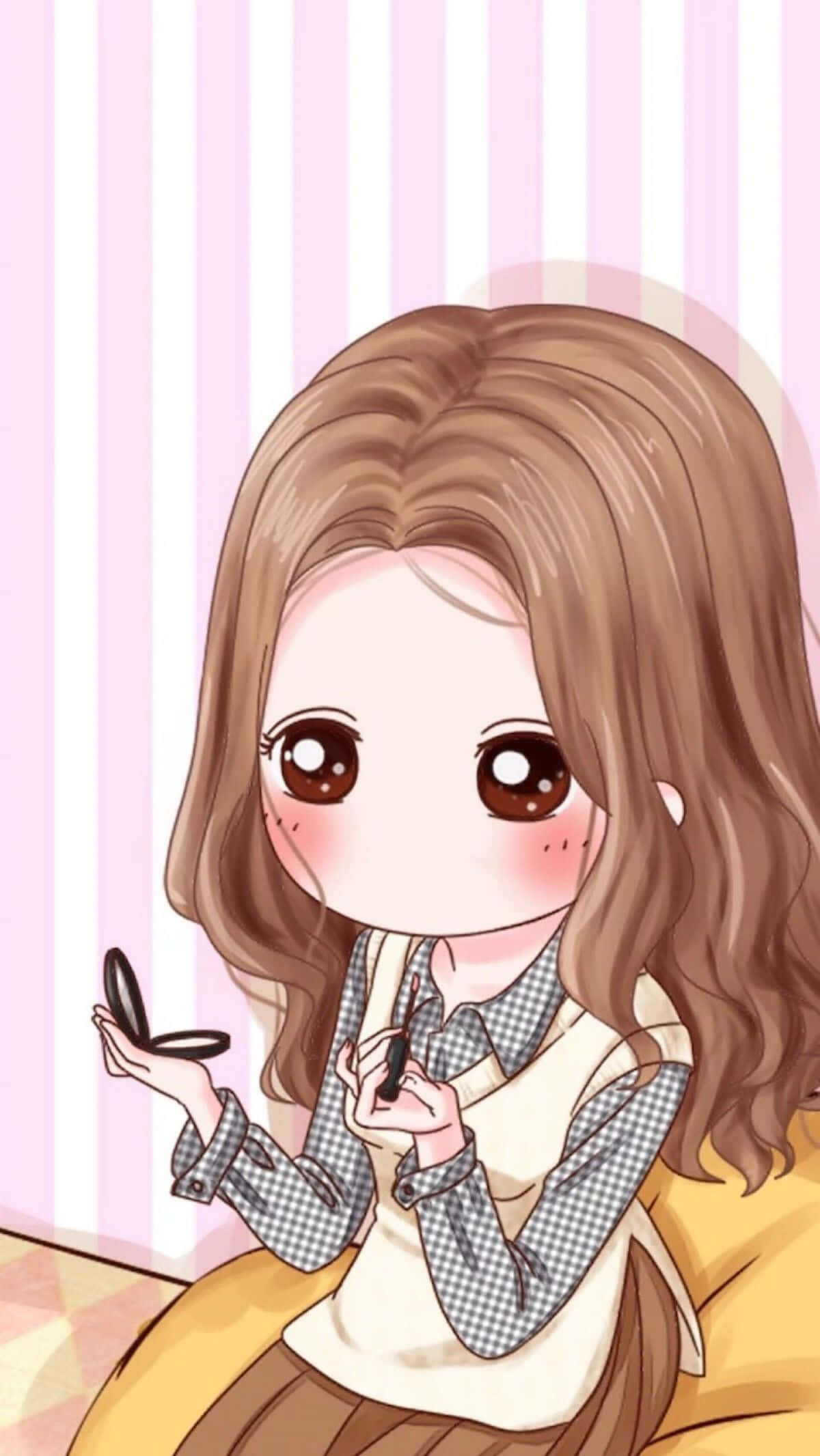 Korean Anime Girl, brown hair, big eyes, Full HD Phone Wallpaper