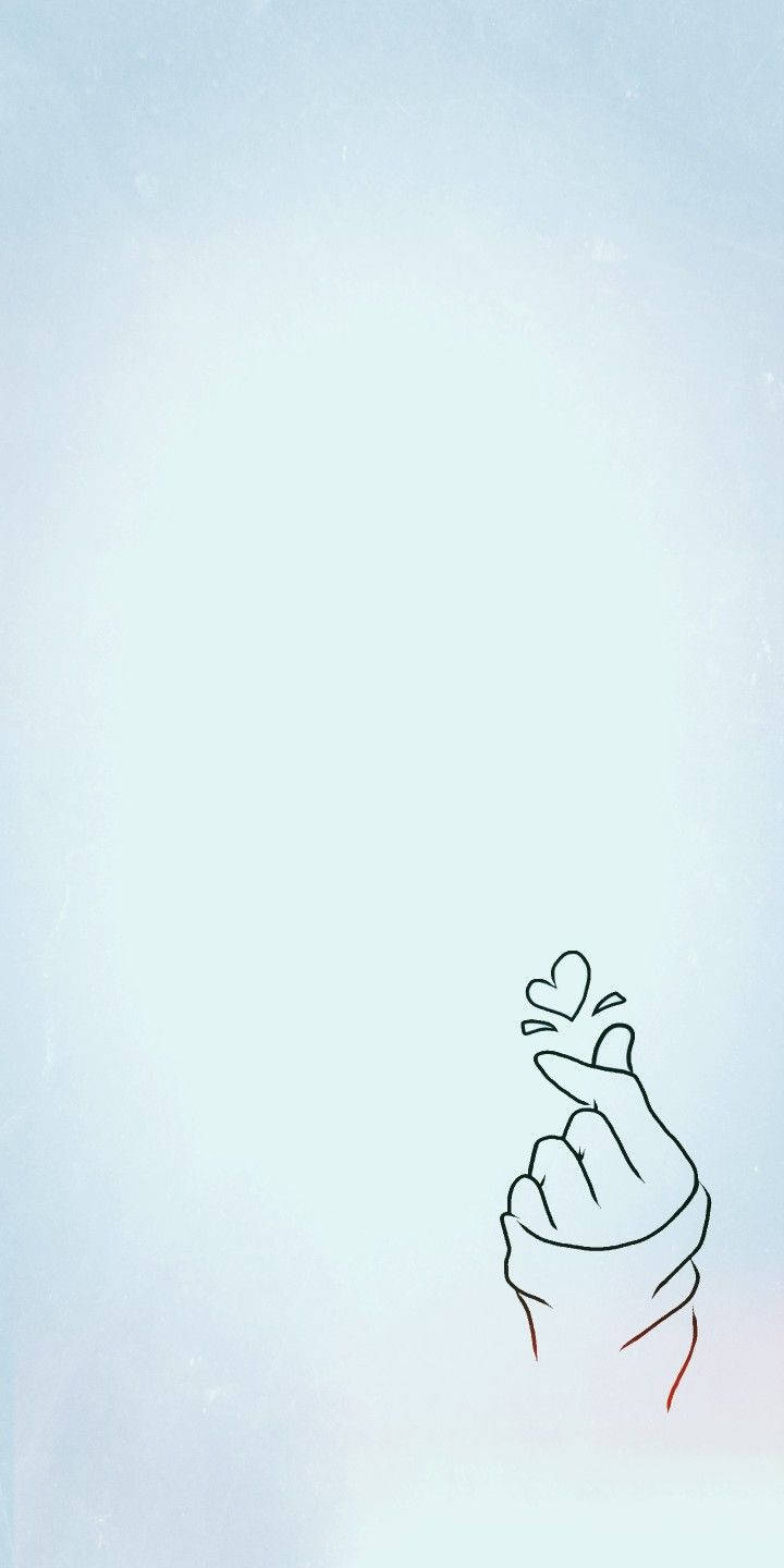 Korean Finger Heart, minimalist line drawing, hand making a heart gesture, HD Phone Wallpaper