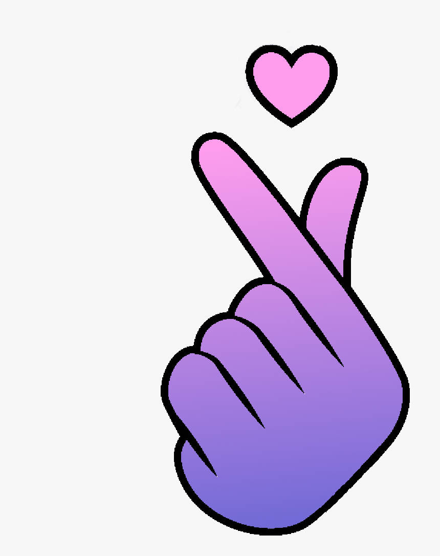 Korean Finger Heart, purple hand, pink heart, SD Phone Wallpaper