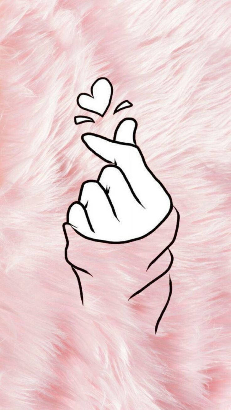 Korean Finger Heart, black outline, hand, HD Phone Wallpaper