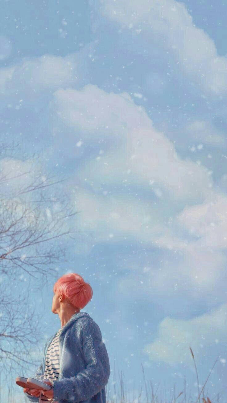 Korean aesthetic, pink hair, field, HD Phone Wallpaper