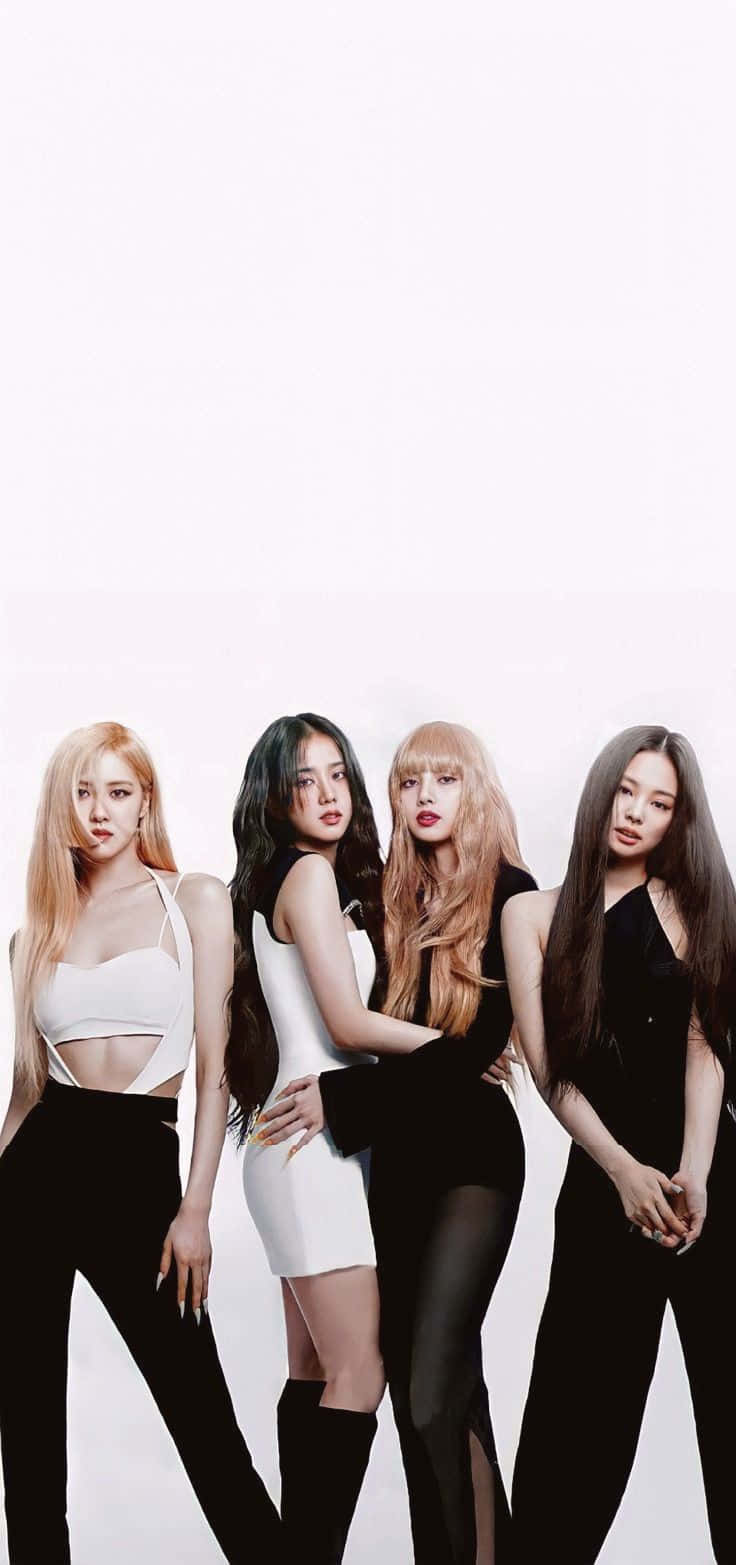 Black Pink, black and white outfits, plain white background, HD Phone Wallpaper