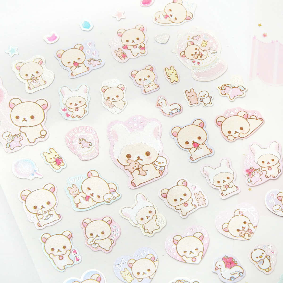 Korilakkuma, sticker collection sheet, pastel-colored, SD Desktop Wallpaper