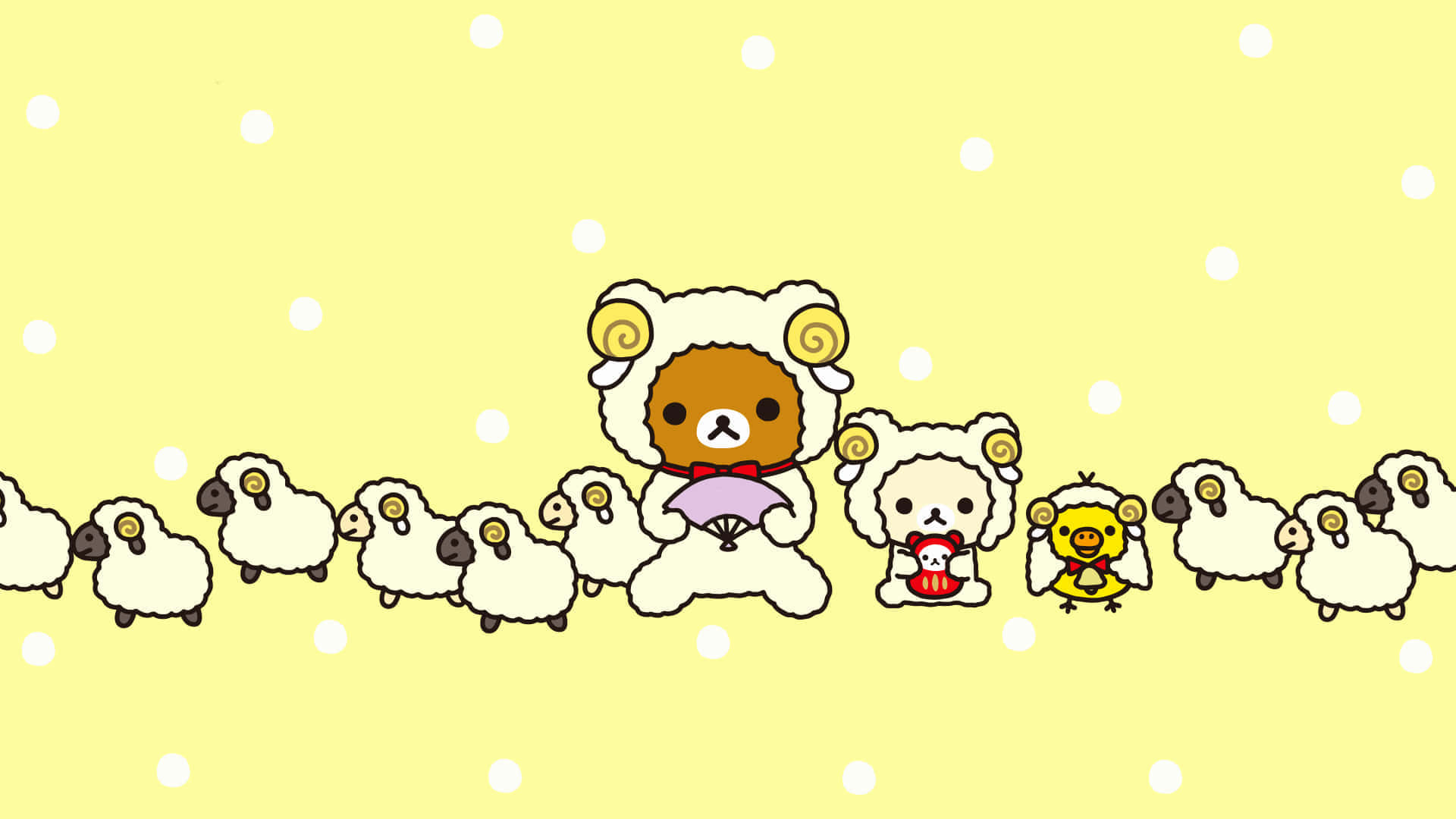 Korilakkuma, friends, cartoon bear, Full HD Desktop Wallpaper