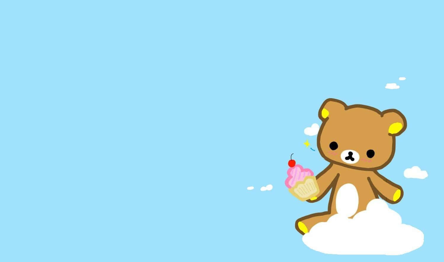 Korilakkuma, cloud, pink cupcake, HD Desktop Wallpaper