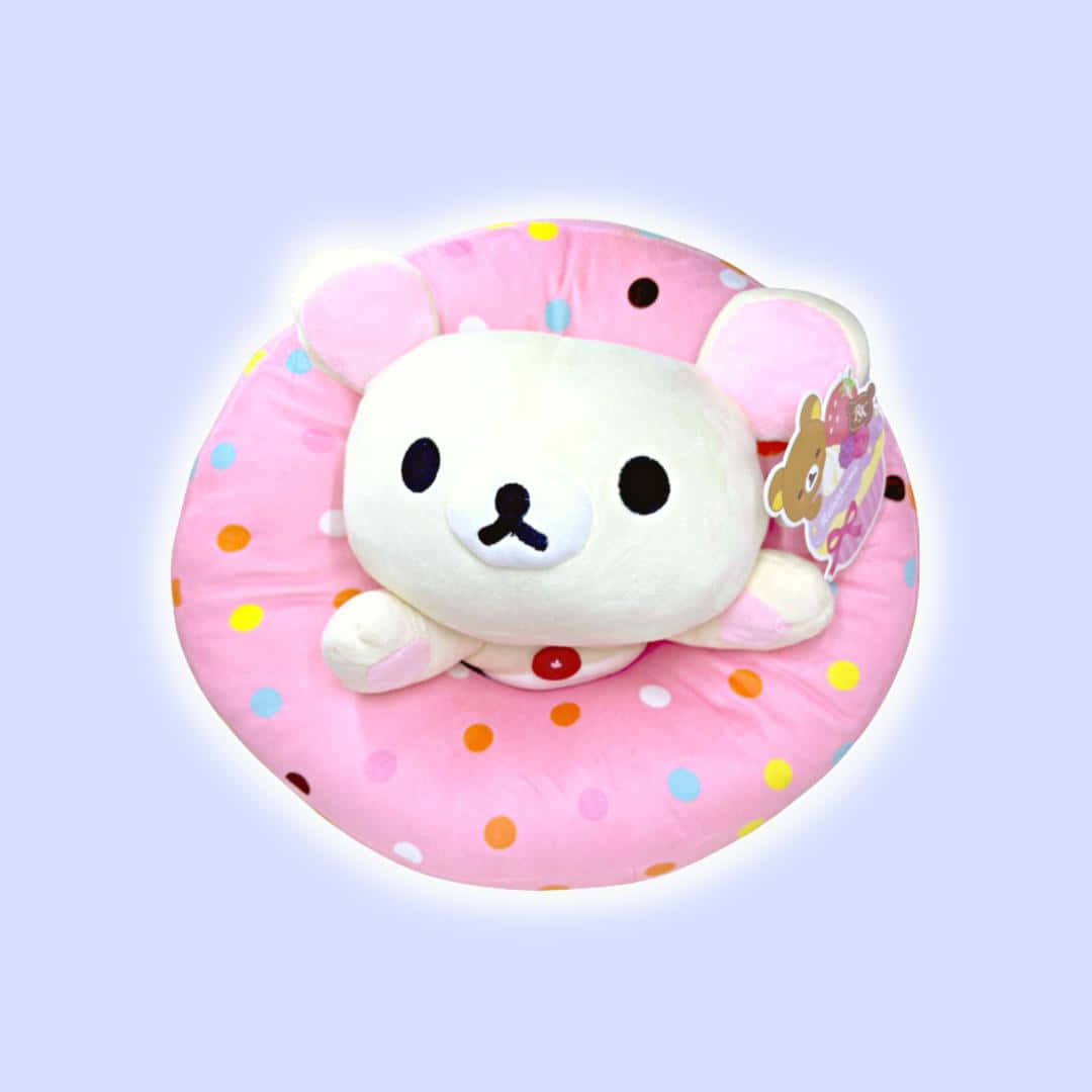 Korilakkuma, donut-shaped pillow, pink polka-dotted, SD Desktop Wallpaper