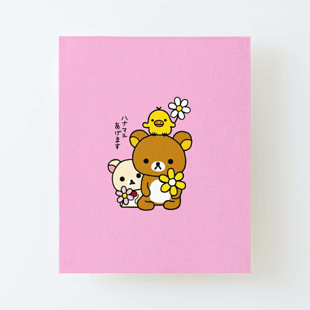 Korilakkuma, friends, pink background, SD Desktop Wallpaper