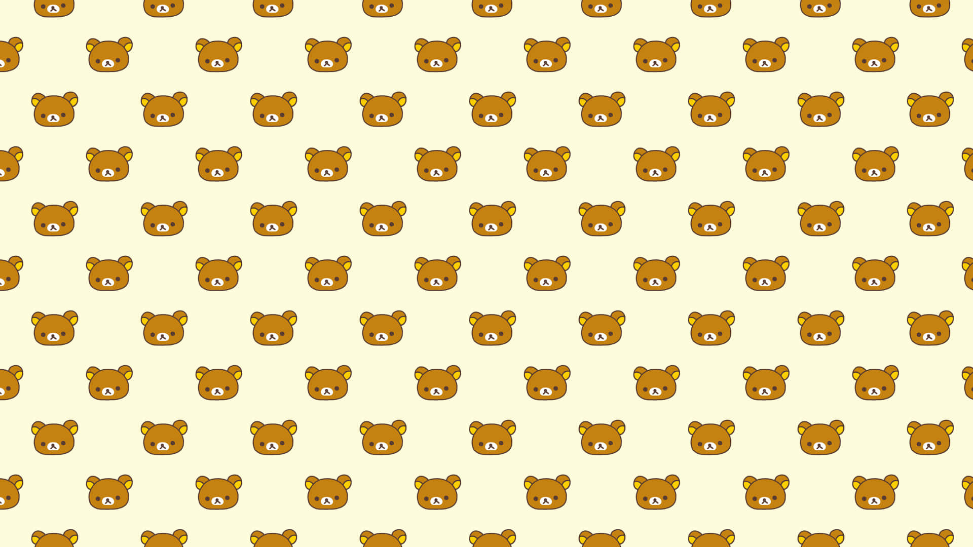 Korilakkuma, brown bear faces, soft cream background, Full HD Desktop Wallpaper