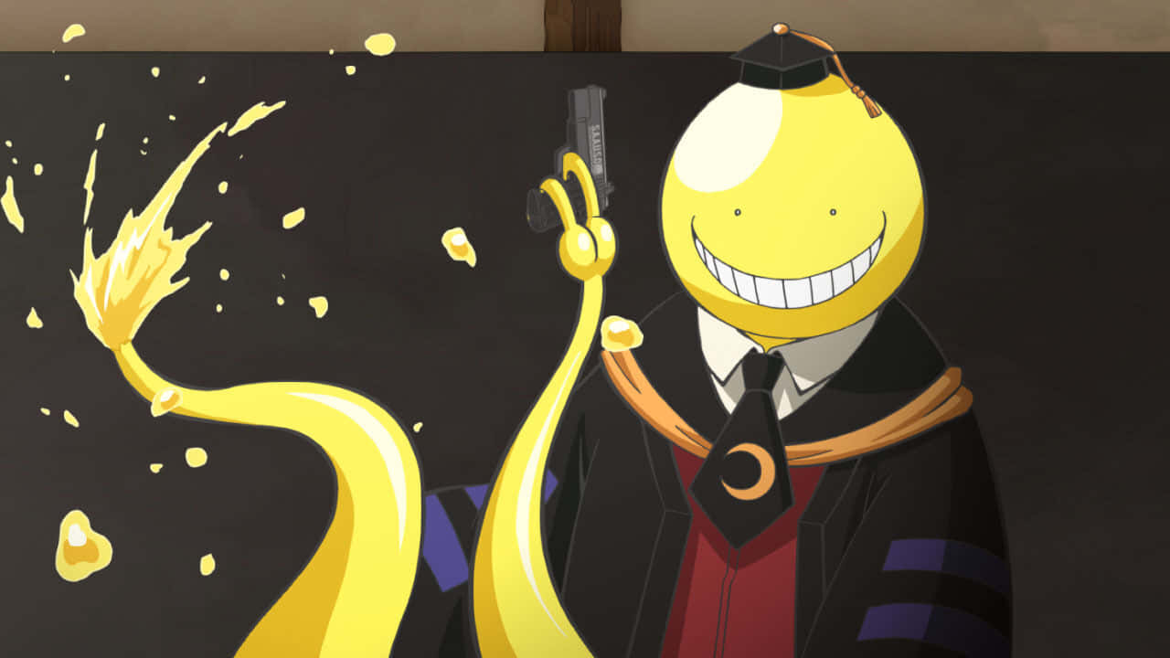 Koro Sensei, yellow animated character, graduation gown, HD Desktop Wallpaper