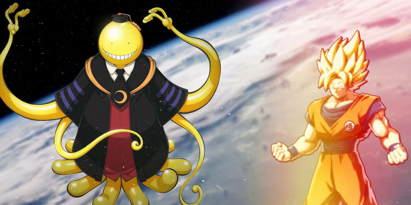 Koro Sensei, yellow octopus-like anime character, suit, HD Desktop Wallpaper