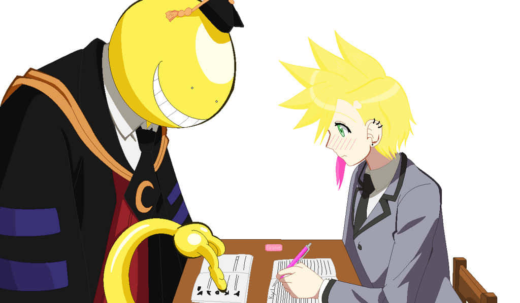 Koro Sensei, yellow smiley-faced character, graduation gown, SD Desktop Wallpaper