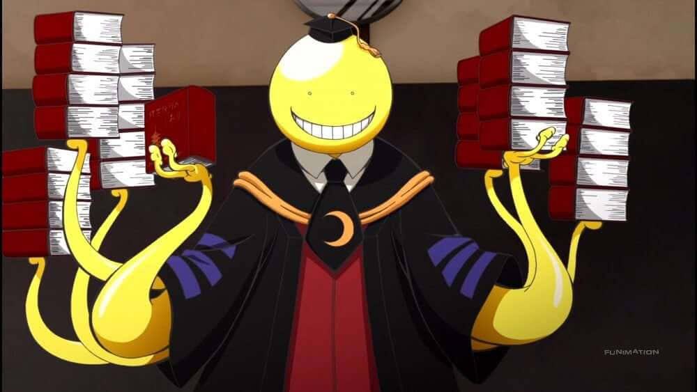 Koro Sensei, yellow egg-shaped anime character, graduation gown, SD Desktop Wallpaper