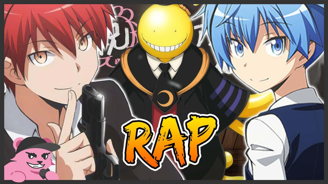 Koro Sensei, red blue hair, yellow masked figure, HD Desktop Wallpaper