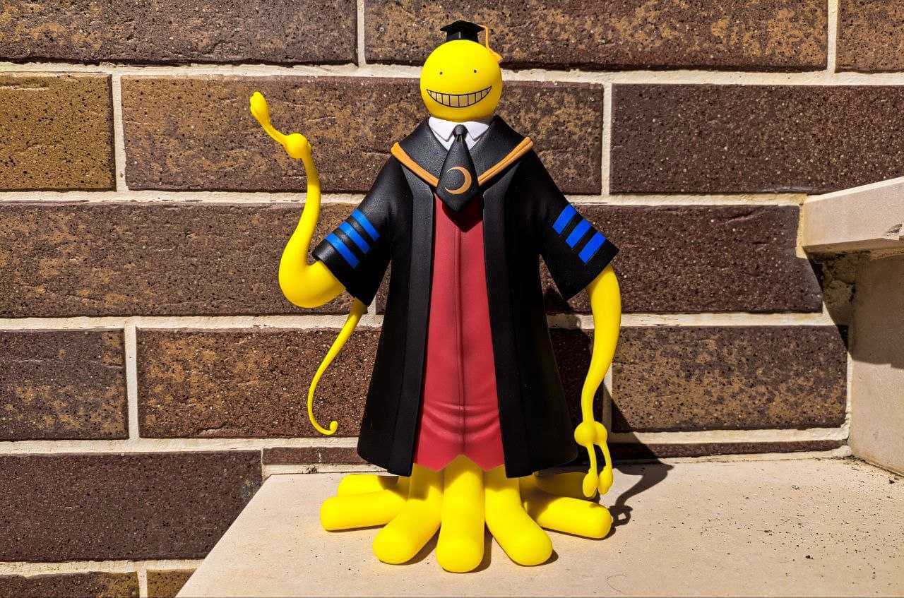 Koro Sensei, yellow anime-style figure, graduation gown, HD Desktop Wallpaper