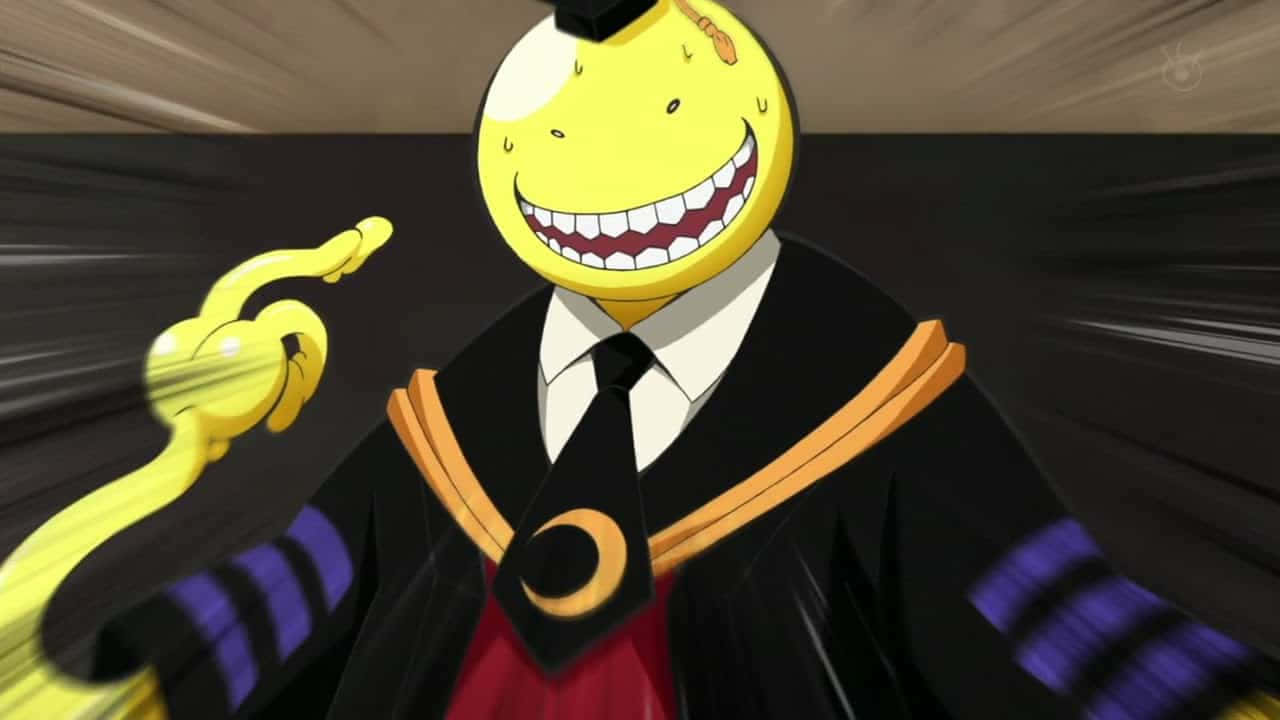 Koro Sensei, yellow smiley face, graduation gown, HD Desktop Wallpaper