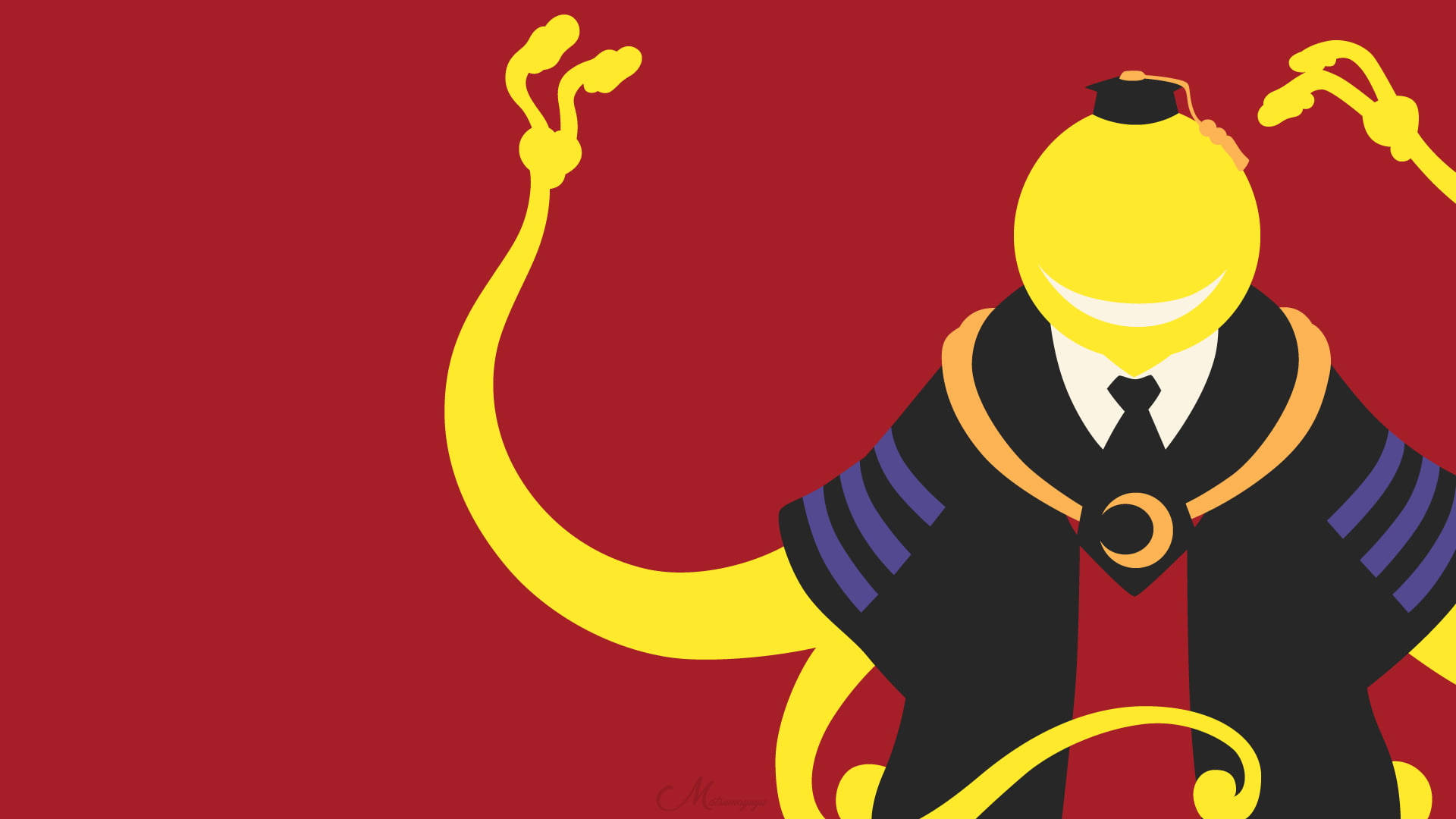 Koro Sensei, yellow character, graduation gown and cap, Full HD Desktop Wallpaper