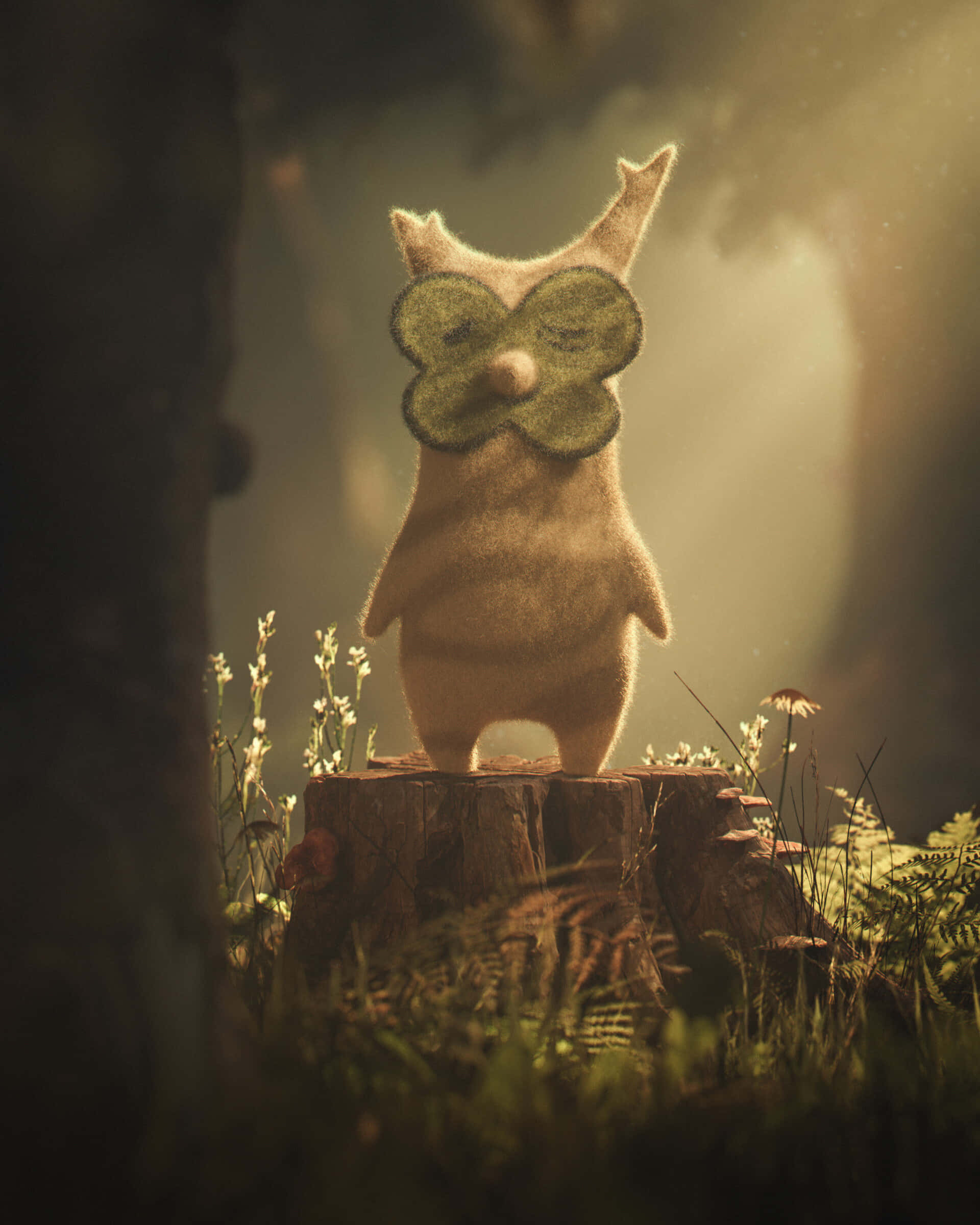 Korok, mossy leaf glasses, tree stump, Full HD Phone Wallpaper
