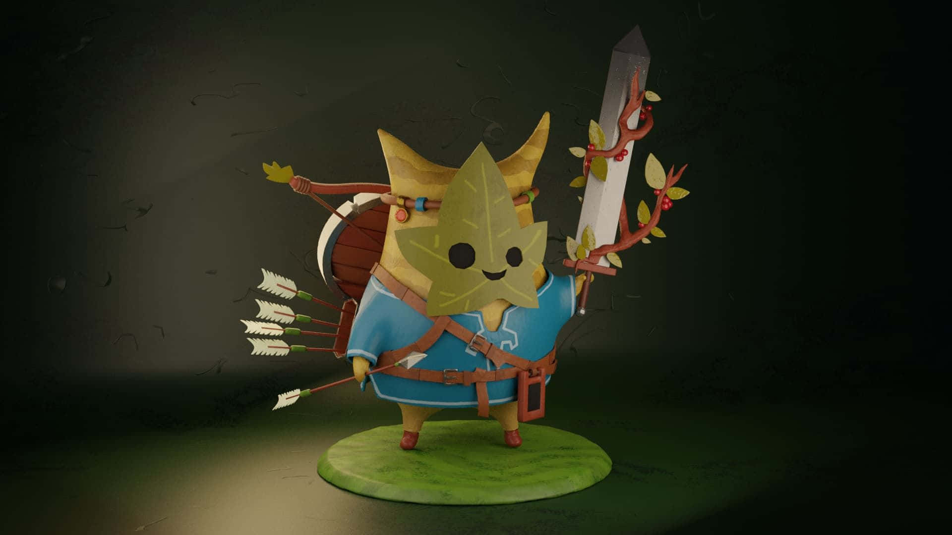 Korok Warrior, blue armor, crystal sword, Full HD Desktop Wallpaper