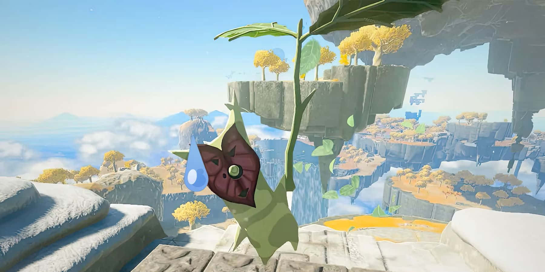 Korok, purple flower, water droplet, HD Desktop Wallpaper