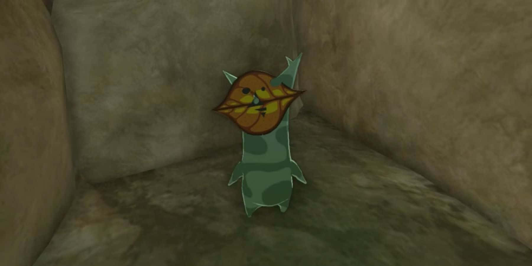 Korok, green cartoon creature, leaf-shaped head, HD Desktop Wallpaper