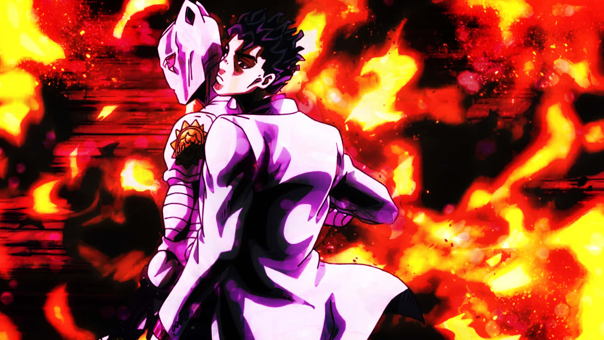 Kosaku Kawajiri, purple-clad anime character, white mask, Full HD Desktop Wallpaper