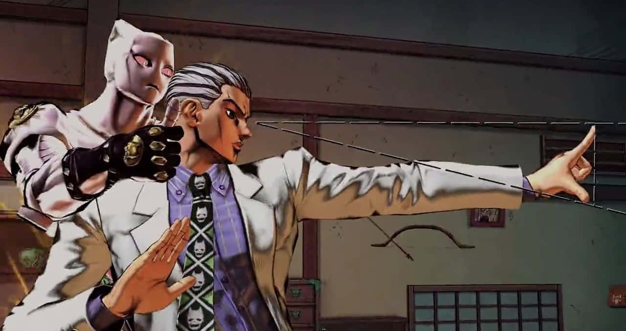 Kosaku Kawajiri, white suit, pink cat-like creature, HD Desktop Wallpaper