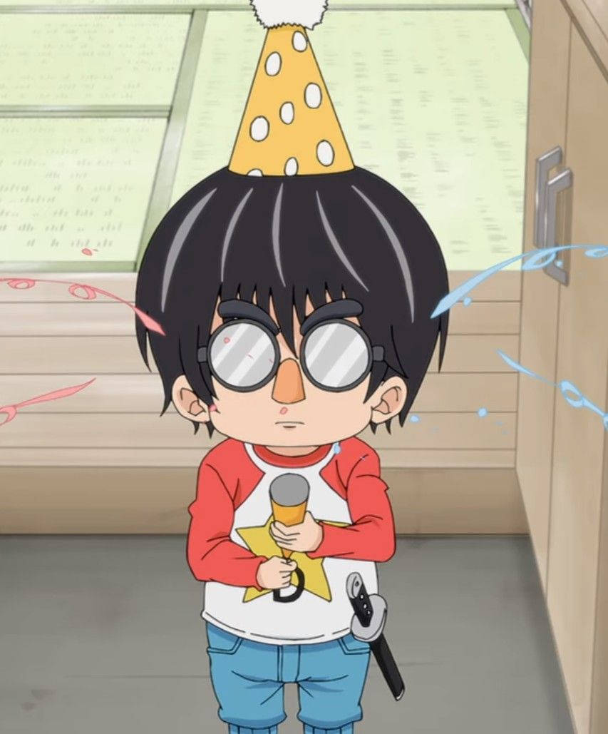 Kotaro Lives Alone, glasses, yellow polka-dot party hat, SD Phone Wallpaper