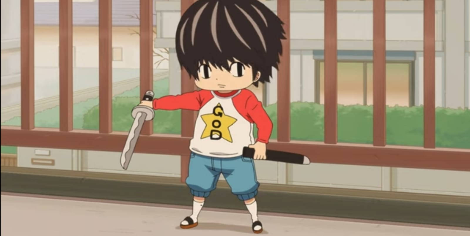 Kotaro Lives Alone, chibi anime boy, red shirt, HD Desktop Wallpaper