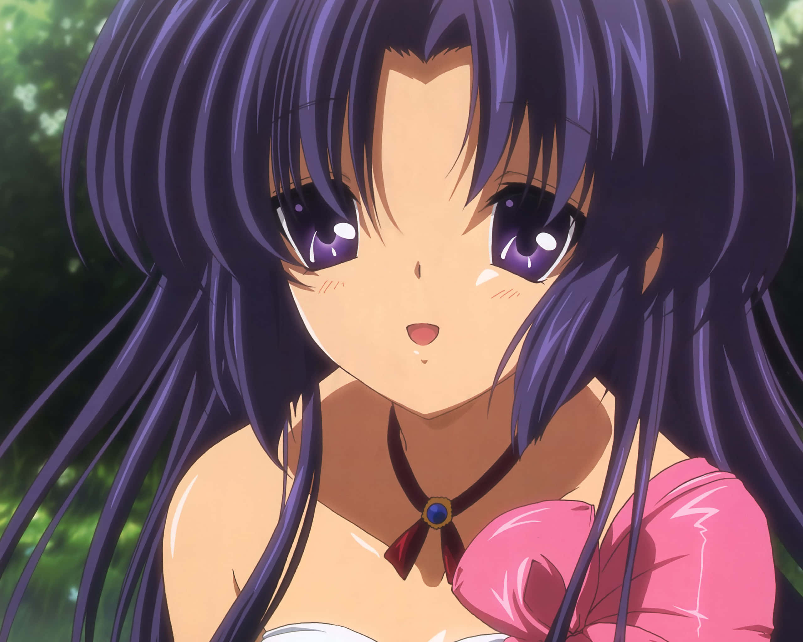 Kotomi Ichinose, long purple hair, purple eyes, 2K Desktop Wallpaper