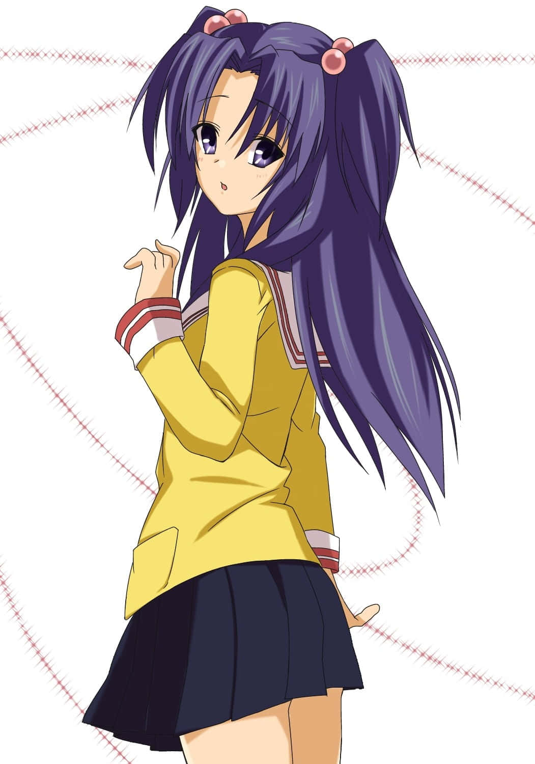 Kotomi Ichinose, purple pigtails, yellow school uniform, HD Phone Wallpaper