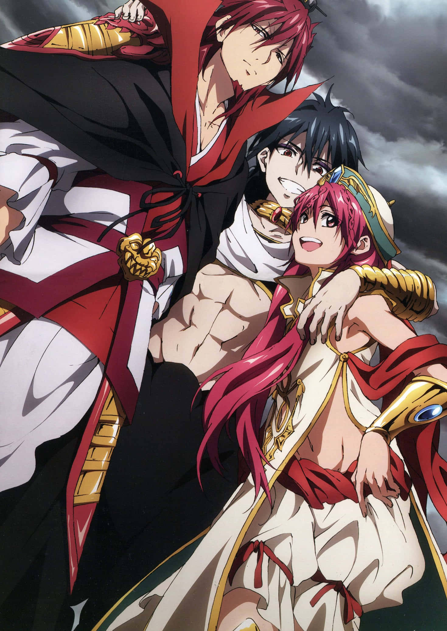Kouen Ren, anime portrait, ornate red white and gold outfits, Full HD Phone Wallpaper