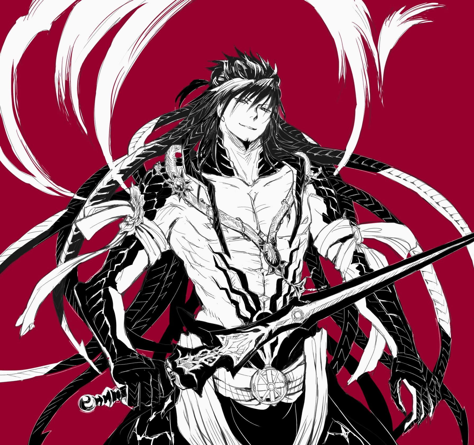 Kouen Ren, anime warrior, long hair, HD Desktop Wallpaper