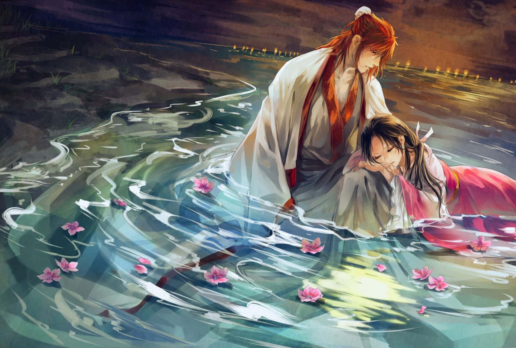 Kouen Ren, flowing robes, rippling water, HD Desktop Wallpaper