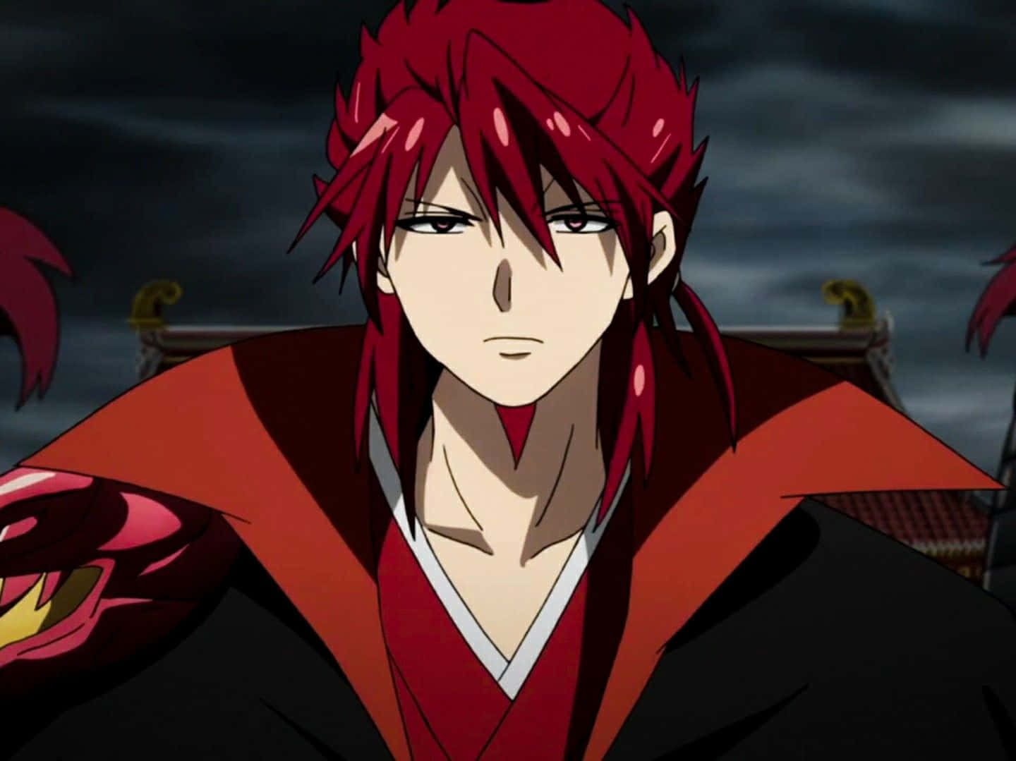 Kouen Ren, red-haired anime character, red and black robe, HD Desktop Wallpaper