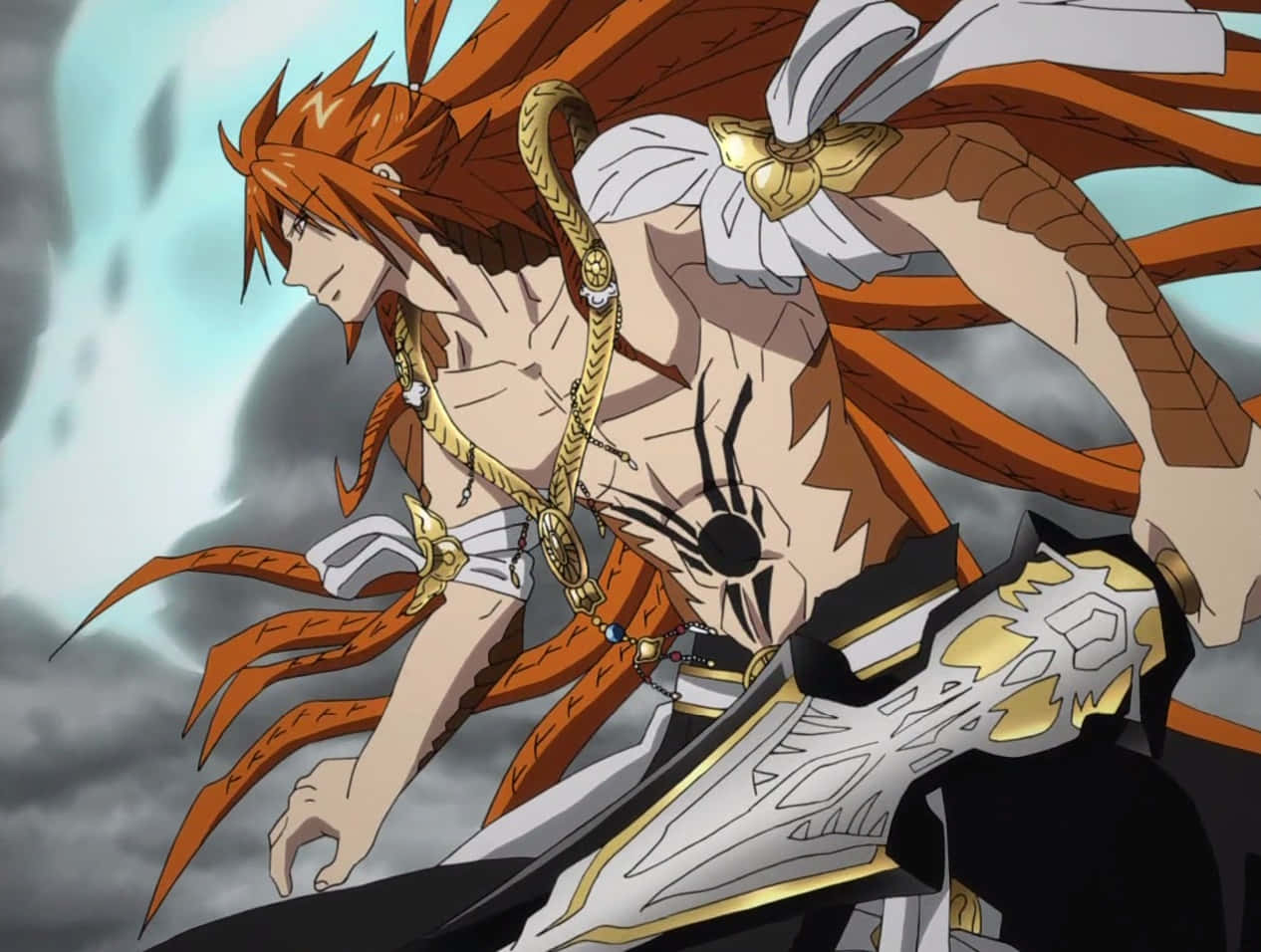 Kouen Ren, spiky orange hair, dragon-like features, SD Desktop Wallpaper