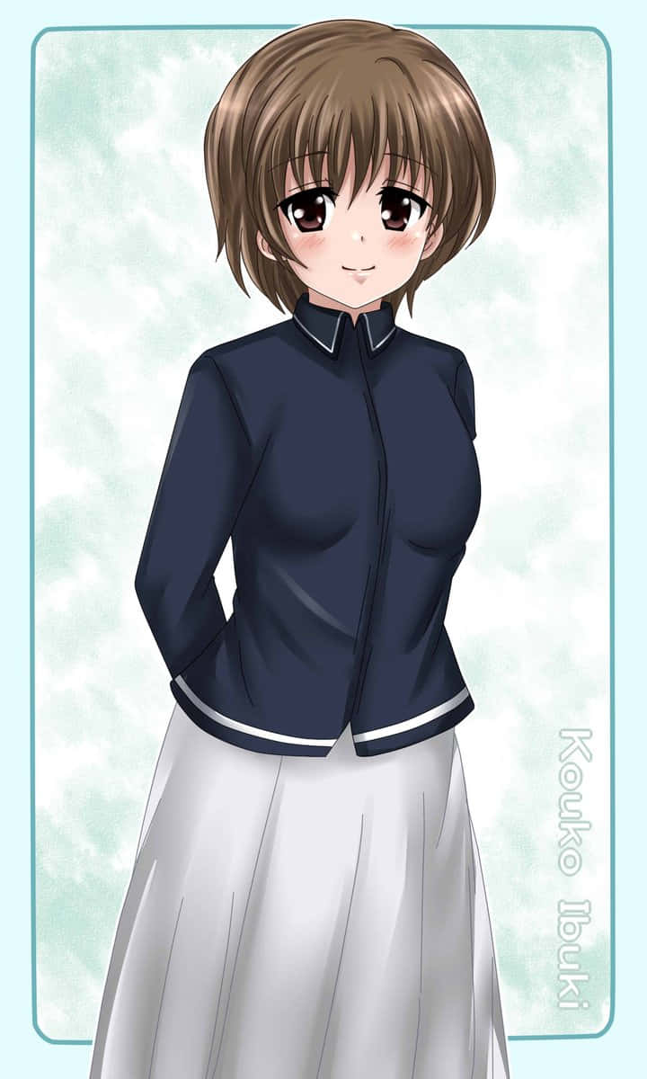 Kouko Ibuki, brown bob hair, large eyes, SD Phone Wallpaper