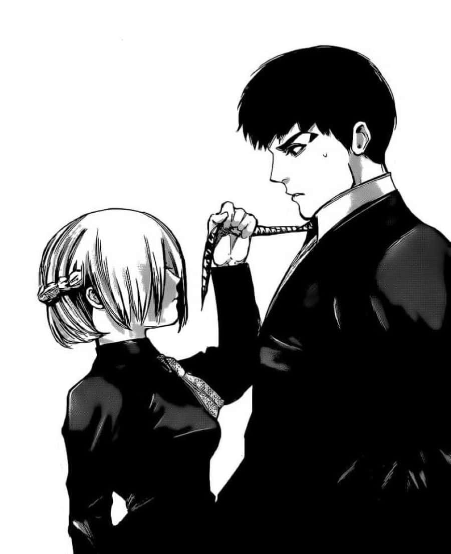 Koutarou Amon, black and white anime illustration, short-haired girl, SD Phone Wallpaper