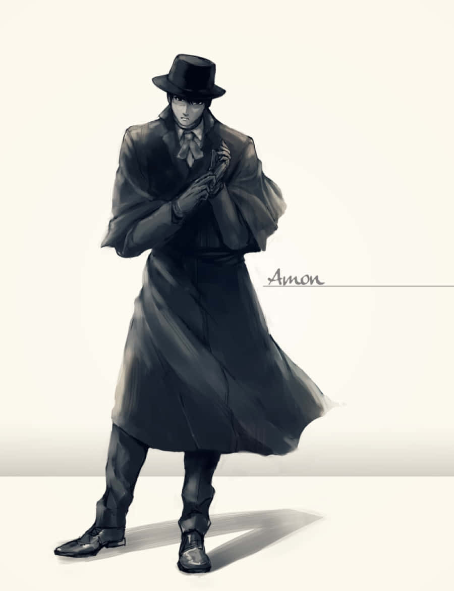 Koutarou Amon, long black coat, top hat, SD Phone Wallpaper