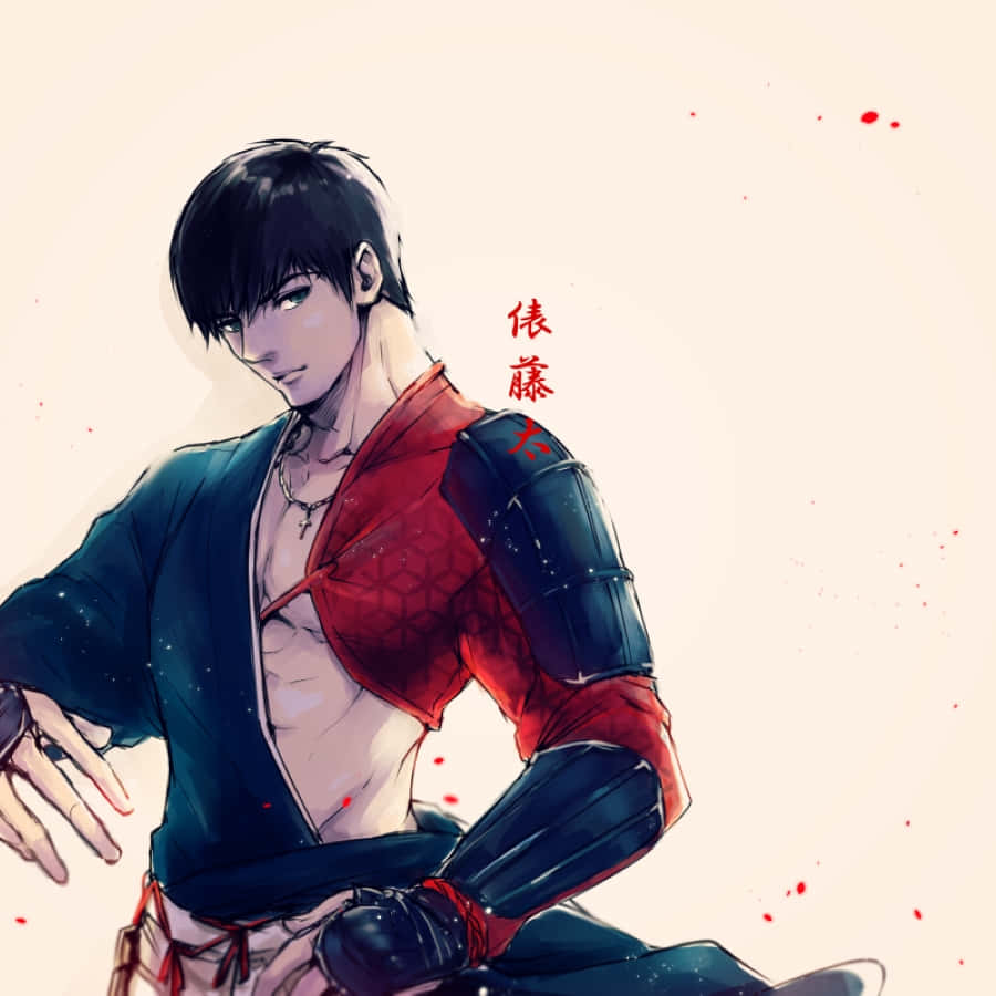 Koutarou Amon, black hair, red armor, SD Desktop Wallpaper